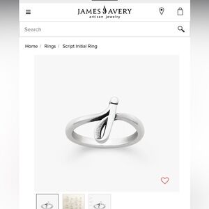 James Avery Script Initial Ring “J”